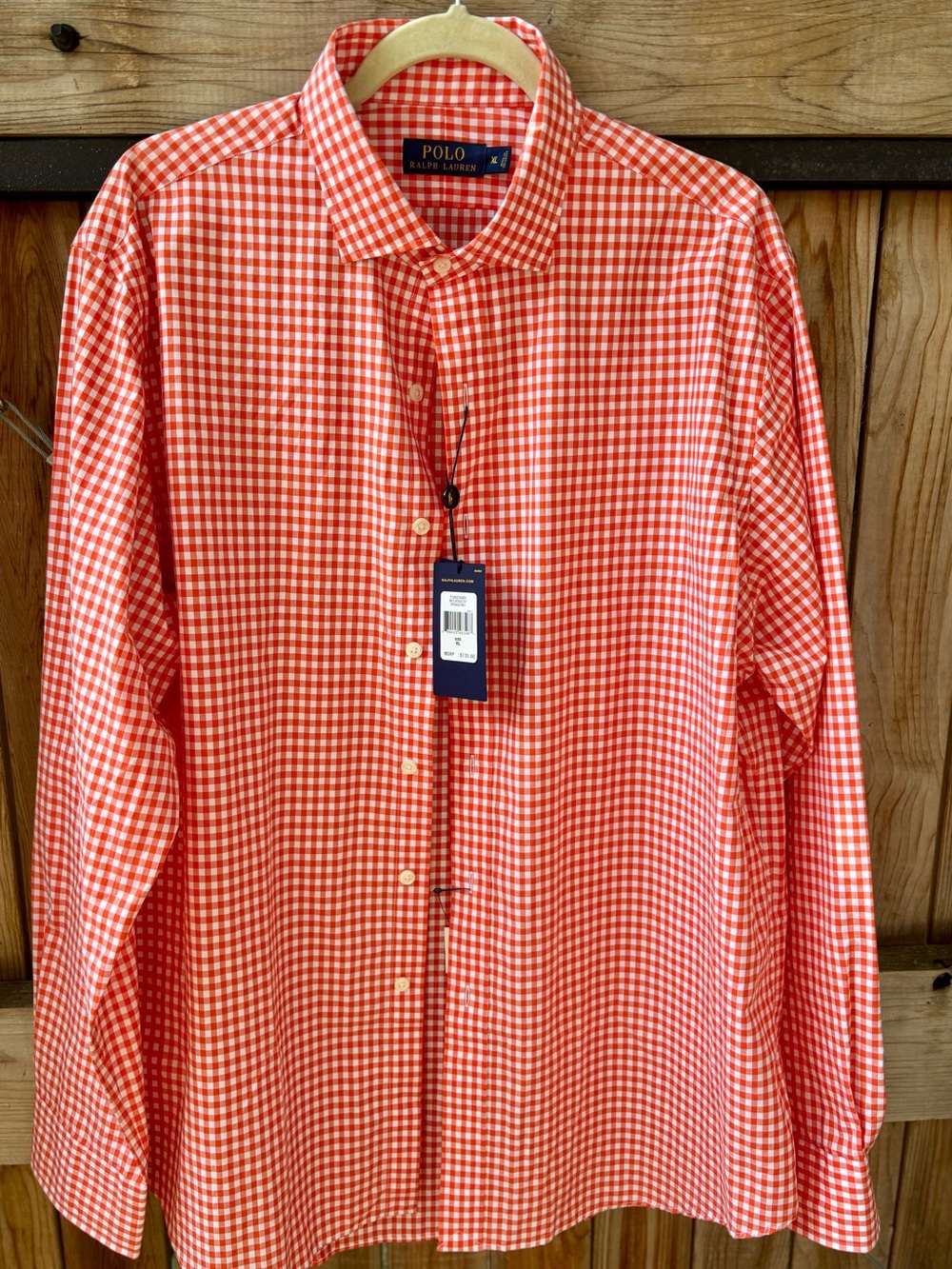 Polo by Ralph Lauren Orange and White Gingham Button-Down Shirt